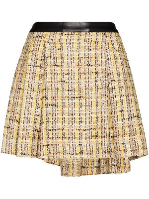 Natasha Zinko knife-pleat tweed miniskirt - Yellow