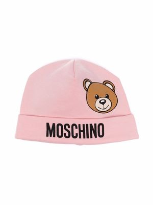 Moschino Kids logo-print jersey beanie - Pink