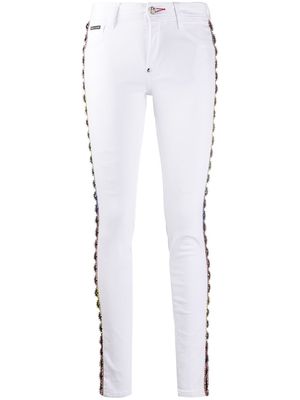 Philipp Plein crystal-embellished skinny jeans - White