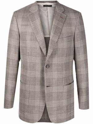 Brioni checked single-breasted blazer - Brown