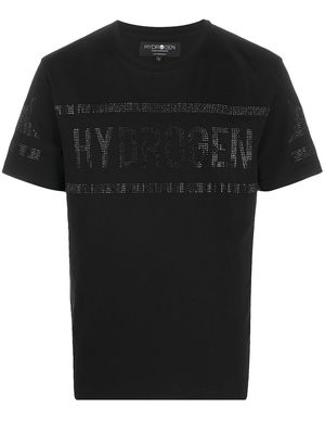 Hydrogen rhinestone-logo cotton T-shirt - Black