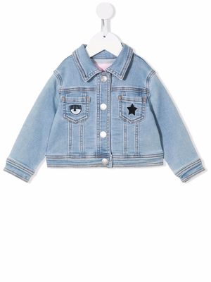 Chiara Ferragni Kids Eyestar embroidered denim jacket - Blue