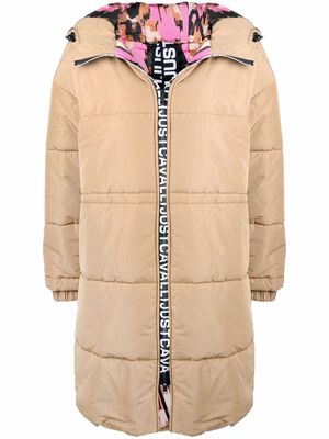 Just Cavalli logo-tape detail padded coat - Neutrals