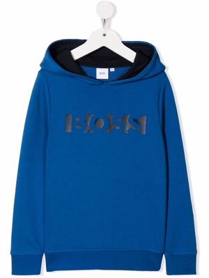 BOSS Kidswear logo-print long-sleeve hoodie - Blue