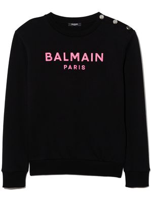 Balmain Kids logo-print crew-neck sweatshirt - Black
