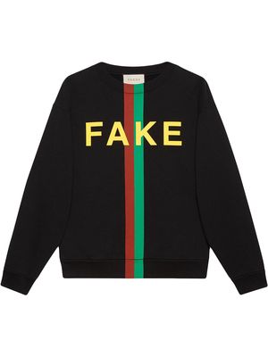 Gucci Fake/Not print organic-cotton sweatshirt - Black