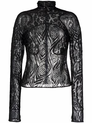 TOM FORD sheer lace high-neck top - Black