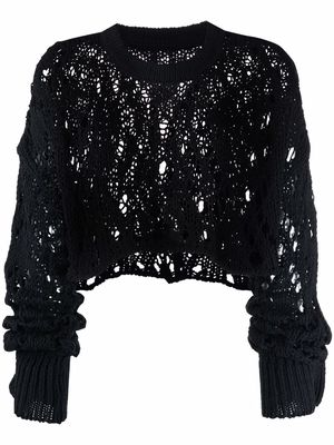Y's open knit cropped jumper - Black