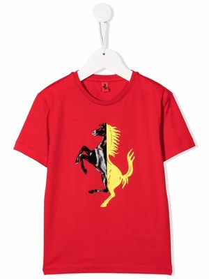 Ferrari Kids two-tone logo-print T-shirt - Red