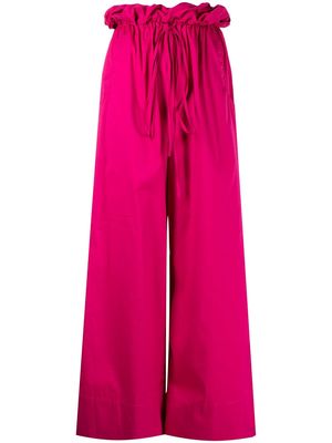 BONDI BORN ruffle-waist wide trousers - Pink