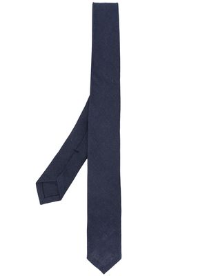 Thom Browne logo patch linen tie - Blue