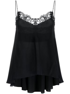 Alexander McQueen lace-embellished draped top - Black