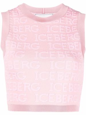 Iceberg logo-embroidered cropped tank top - Pink