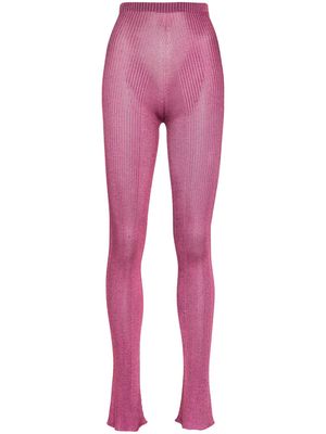 Isa Boulder high-waist fine-ribbed leggings - Pink