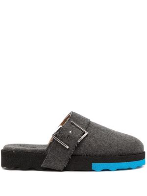 Off-White buckle-detail felted slippers - Grey