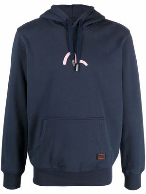 Evisu logo-print cotton hoodie - Blue