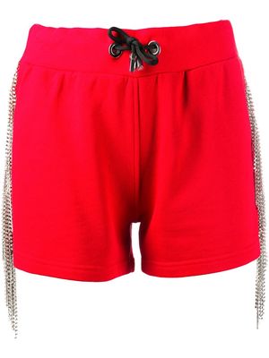Philipp Plein crystal-embellished track shorts - Red
