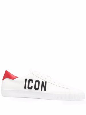 Dsquared2 Icon embroidered leather trainers - White