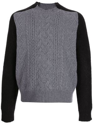Nº21 two-tone cable-knit jumper - Grey