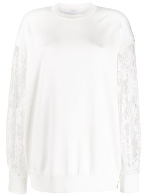 Givenchy lace sleeve sweatshirt - White