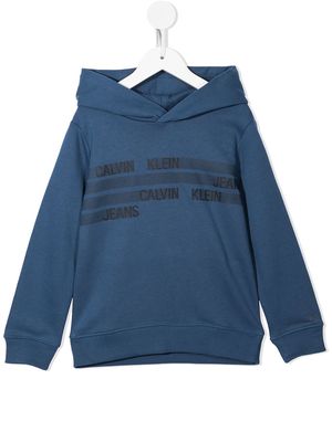 Calvin Klein Kids logo-print cotton hoodie - Blue