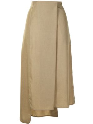 Goen.J wrap wool-blend skirt - Brown