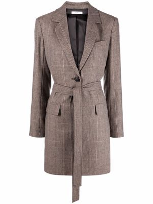 Co belted checked blazer - Brown
