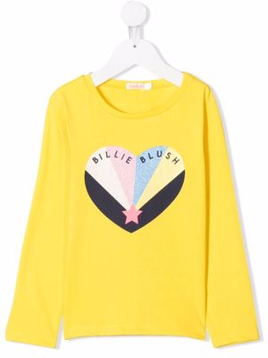 Billieblush heart-print cotton T-shirt - Yellow