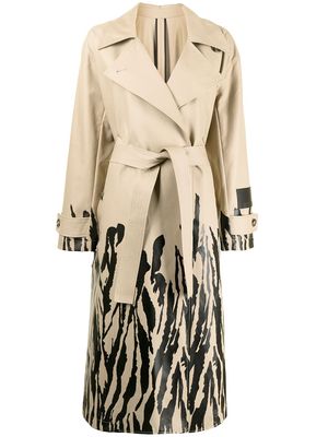 MSGM zebra-pattern trench coat - Brown