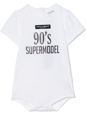 Dolce & Gabbana Kids slogan-print cotton body - White