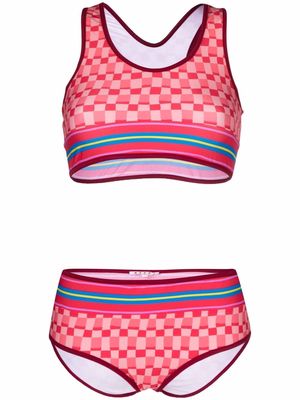 Marni grid-print bikini set - Red