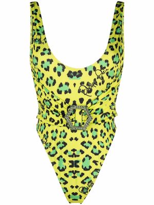 Philipp Plein leopard-print monokini - Green