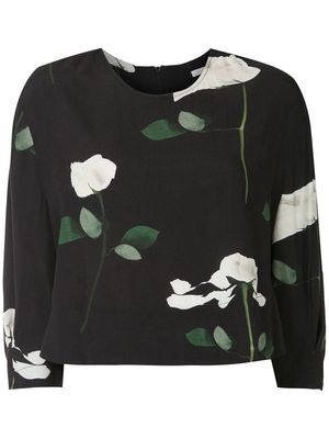 Osklen rose print cropped blouse - Black
