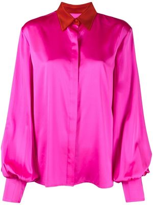 Alex Perry contrast collar satin blouse - Pink