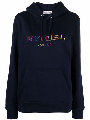 SONIA RYKIEL embroidered logo organic cotton hoodie - Blue