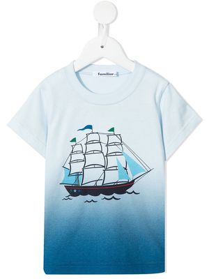 Familiar gradient-print cotton T-shirt - Blue