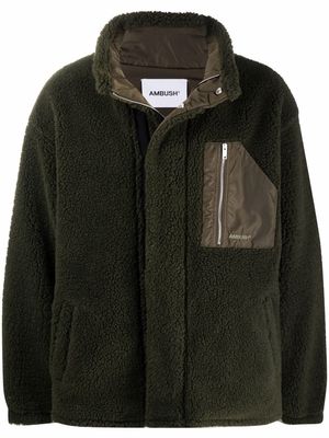 AMBUSH funnel-neck fleece cardigan - Green