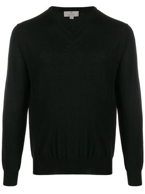 Canali V-neck long-sleeve jumper - Black