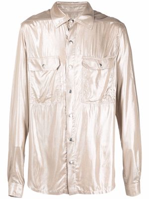 Rick Owens coated button-up shirt - Silver