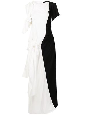 Yohji Yamamoto colour-block asymmetric dress - White
