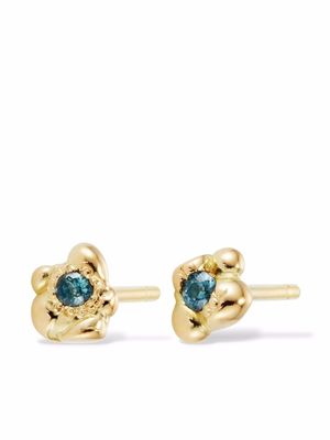 Clio Saskia 18kt yellow gold Seaweed Tidbit sapphire stud earrings