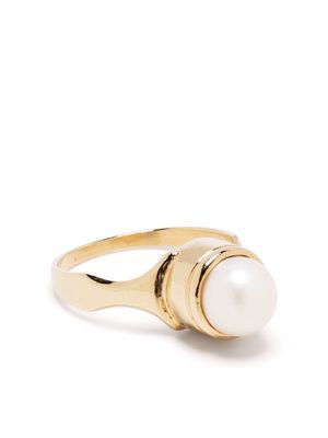 BEATRIZ PALACIOS gold-plated silver freshwater pearl signet ring