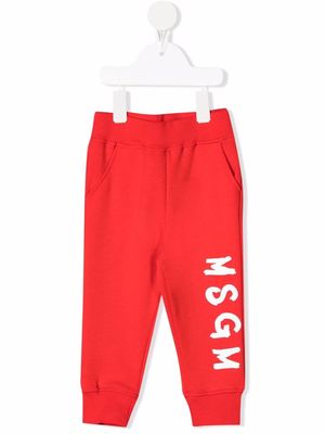 MSGM Kids logo-print track pants - Red