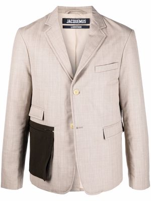 Jacquemus contrast-pocket tailored blazer - Neutrals