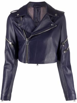 Manokhi cropped leather jacket - Purple