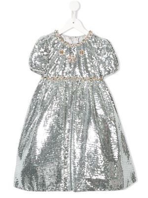 Dolce & Gabbana Kids sequin embellished party dress - Silver