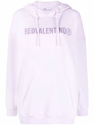 RED Valentino logo-print cotton hoodie - Pink