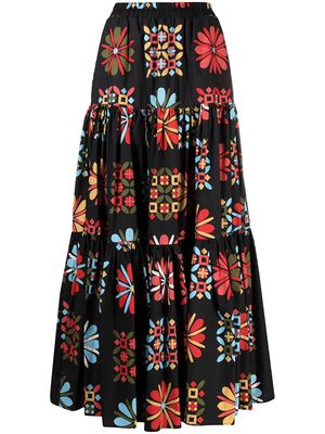 La DoubleJ floral panelled skirt - Black