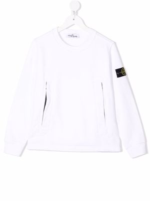 Stone Island Junior logo-patch sleeve sweatshirt - White