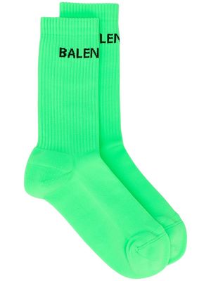 Balenciaga logo-motif ribbed-edge socks - Green